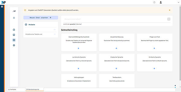 Mandantenportal Künstliche Intelligenz